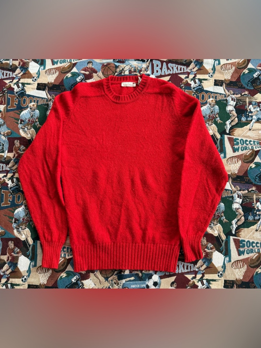 Vintage 70s Women’s Stanley Blacker Red 100% Wool Sweater